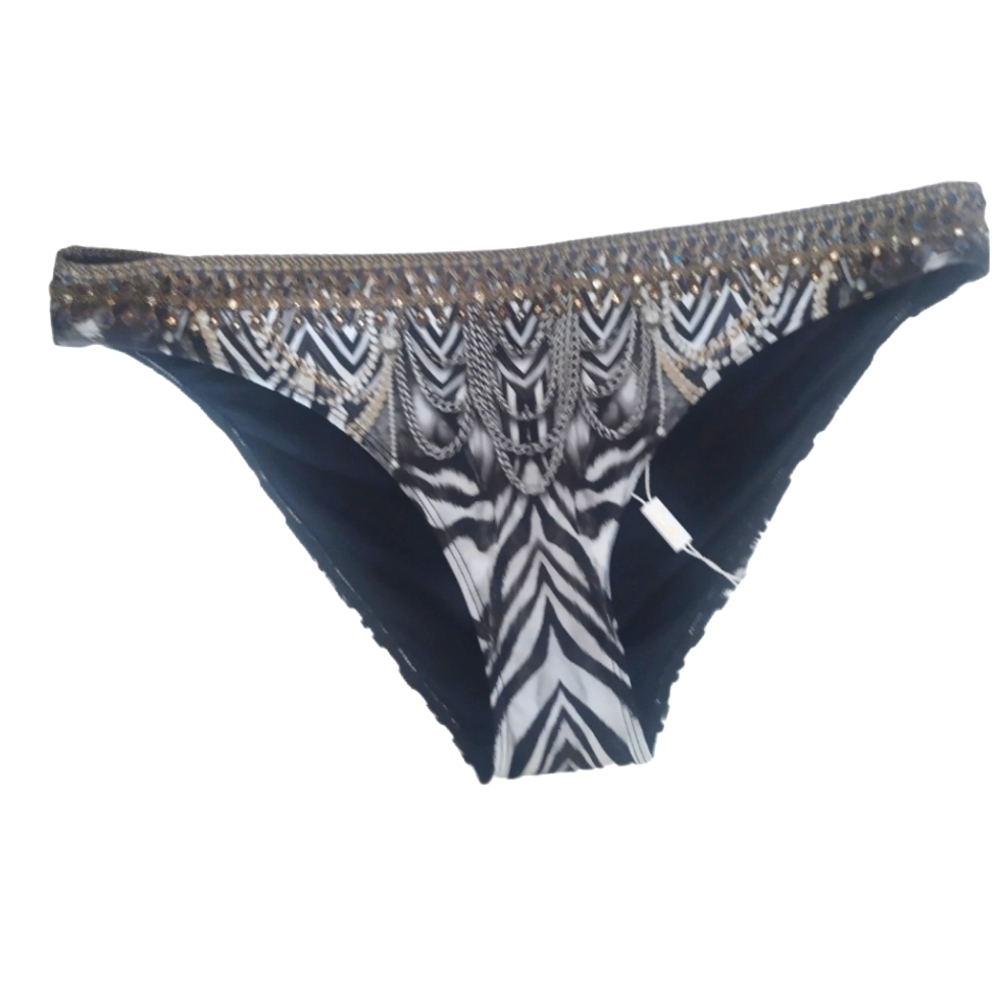 CAMILLA "Knight Of The Wild" Hipster Bikini Bottom, Black Multi size L